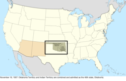 Map of the change to the United States in central North America on November 16, 1907