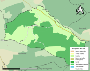 Carte en couleurs présentant l'occupation des sols.