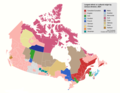 Germanii din Canada, conform ultimului recensământ canadian realizat în 2021 (reprezentați în gri).