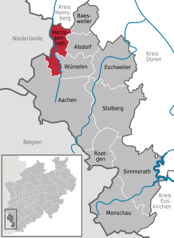 Elhelyezkedése Städteregion Aachen térképén