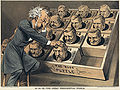 Image 36"The Great Presidential Puzzle": This chromolithograph cartoon about the 1880 Republican National Convention in Chicago shows Roscoe Conkling, leader of the Stalwarts of the Republican Party, playing a puzzle game. All blocks in the puzzle are the heads of the potential Republican presidential candidates. The cartoon parodies the famous 15 puzzle. Image credit: Mayer, Merkel, & Ottmann (lithographers); James Albert Wales (artist); Jujutacular (digital retouching) (from Portal:Illinois/Selected picture)