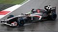 Esteban Gutiérrez pilotando a Sauber C32 durante os testes em Barcelona.