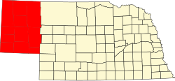 Map of Nebraska highlighting the panhandle