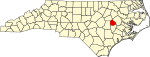 Mapa de Carolina del Norte con la ubicación del condado de Greene