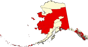 Map of Alaska highlighting Unorganized Borough