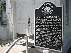 State Historical Marker at Hope Lutheran