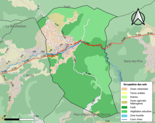 Carte en couleurs présentant l'occupation des sols.