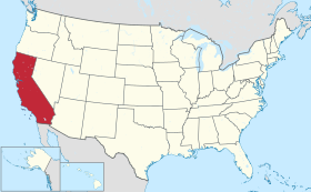 Map of the U.S. with Calafòrnia highlighted