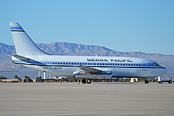 Boeing 737-200(A) der Sierra Pacific Airlines im Februar 2014. Die abgebildete Maschine hat die Flotte der Fluggesellschaft im August 2017 verlassen.