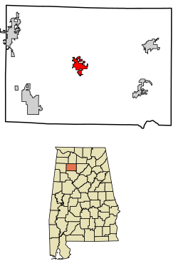 Location of Double Springs in Winston County, Alabama.