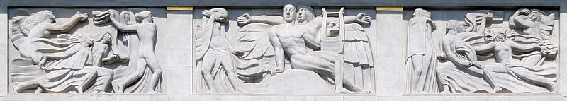 Antoine Bourdelle, Apollon et sa méditation entourée des 9 muses, Théâtre des Champs Elysées (1910–1912)