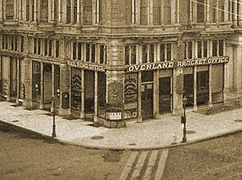 The "Overland Railroad" ticket office at the Palace Hotel, c.1890