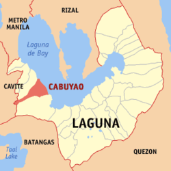 Bản đồ Laguna với vị trí của Cabuyao.