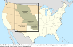 Map of the change to the United States in central North America on May 30, 1854