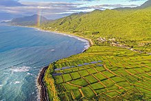 Paddy fields by the coast of Fengbin, Hualien