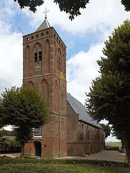 Kerk Eemnes-Buiten, op de achtergrond de Eemnesser polder