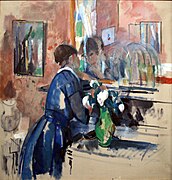 Dame en bleu devant une glace (Rik Wouters).