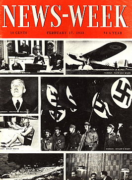 De eerste editie van Newsweek (destijds nog News-Week) verscheen op 17 februari 1933. Aan de foto's op de voorkant is te zien dat in deze editie onder andere het nationaalsocialisme in Duitsland werd behandeld.