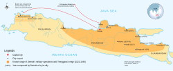 Known range of Demak's military operation until the reign of Sultan Trenggana (1521–1546)