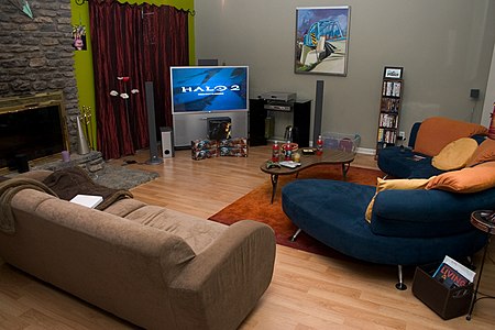 The living room of a gamer in 2007.