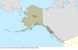 Map of the change to the United States in northwest North America on January 3, 1959