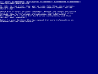 The blue screen of death in Windows 2000.