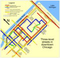 Image 11Map of the Multilevel streets in Chicago. Image credit: User:SPUI (from Portal:Illinois/Selected picture)