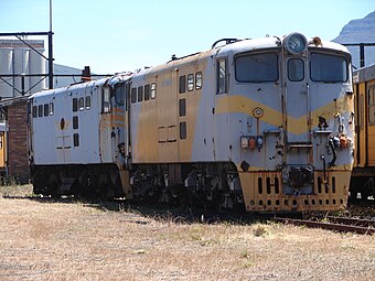 No. E590 in MetroRail livery, Salt River MetroRail Depot, 6 November 2014