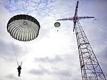 A parachute tower at the United States Army Airborne School in 2013