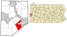 Location in Beaver County and state of Pennsylvania