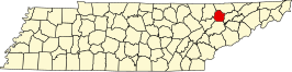 Locatie van Union County in Tennessee