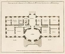 Plan du rez-de-chaussée du château-neuf de Montmorency, Mariette, vers 1730.