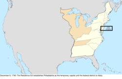 Map of the change to the United States in central North America on December 6, 1790