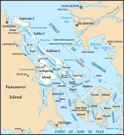 The Southern Gulf Islands, including Mayne.