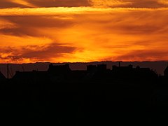 Coucher de soleil à Porz Mellog vu de la grève blanche.