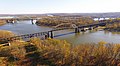 Image 21The LaSalle Rail Bridge and Abraham Lincoln Memorial Bridge over the Illinois River. The LaSalle Bridge was built by the Illinois Central Railroad in 1893, and the Lincoln Bridge was built in 1987 with the construction of Interstate 39. Image credit: Joseph Norton and Ronald Frazier (photographers), Alanscottwalker (upload) (from Portal:Illinois/Selected picture)