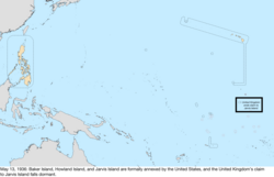 Map of the change to the United States in the Pacific Ocean on May 13, 1936