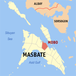 Map of Masbate with Mobo highlighted