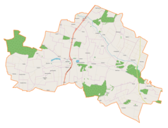 Mapa konturowa gminy Wodzisław, po lewej znajduje się punkt z opisem „Ukazowe”