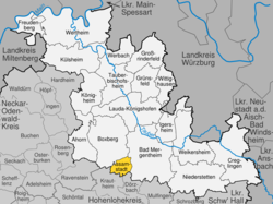 Elhelyezkedése Baden-Württemberg térképén