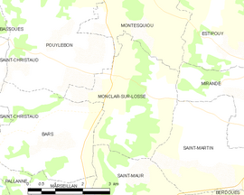 Mapa obce Monclar-sur-Losse