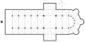 Pôdorysné usporiadanie kostola vo forme latinského kríža