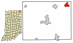 Location of Clear Lake in Steuben County, Indiana.