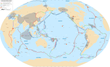 World map indicating tectonic plate boundaries