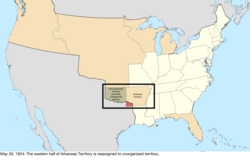 Map of the change to the United States in central North America on May 26, 1824