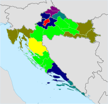 Map with red spot in upper center reflecting Zagreb’s population density of over 1200 people per square kilometer