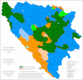 Vjerska struktura Bosne i Hercegovine po općinama u 2013. godini.