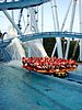 Griffon splashing down into a pool at Busch Gardens Williamsburg, US.