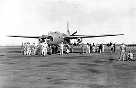 Twin bubble canopies placed side by side rather than in tandem, seen on this XB-42A