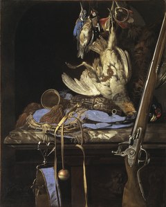 Stillleben mit erlegtem Wild und Jagdwaffen, Willem van Aelst (1664)